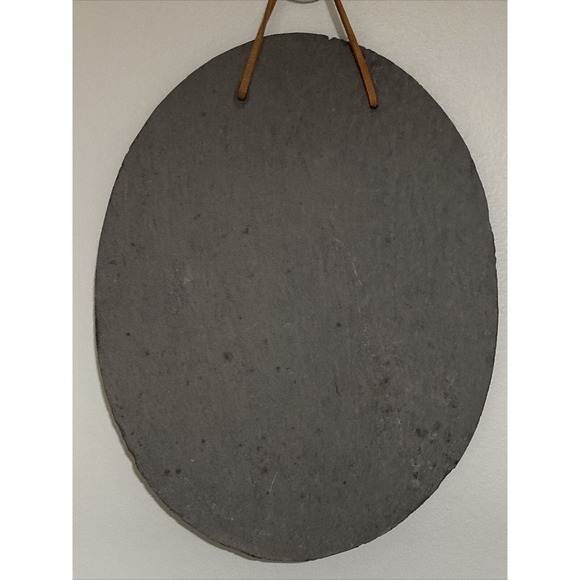 Hand Painted Snowman & Christmas Tree on Slate Holiday Winter Wall Decor Hanging - Picture 3 of 4